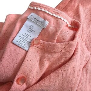 Tahari Girls Pink Quilted Knit Button Front‎ Cardigan Sweater Size 6 Long Sleeve